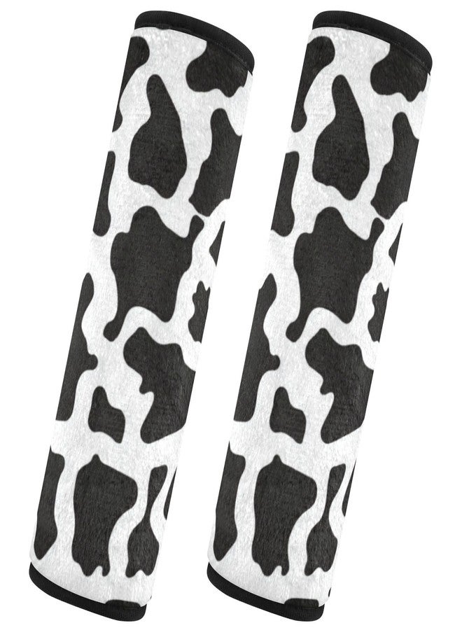 Vdsrup Seat Belt Covers 2 Pack Cow Print Car Seat Strap Covers Super Soft Black White Car Seat Neck Cover for Boys Girls Adults Babies M - Image 1